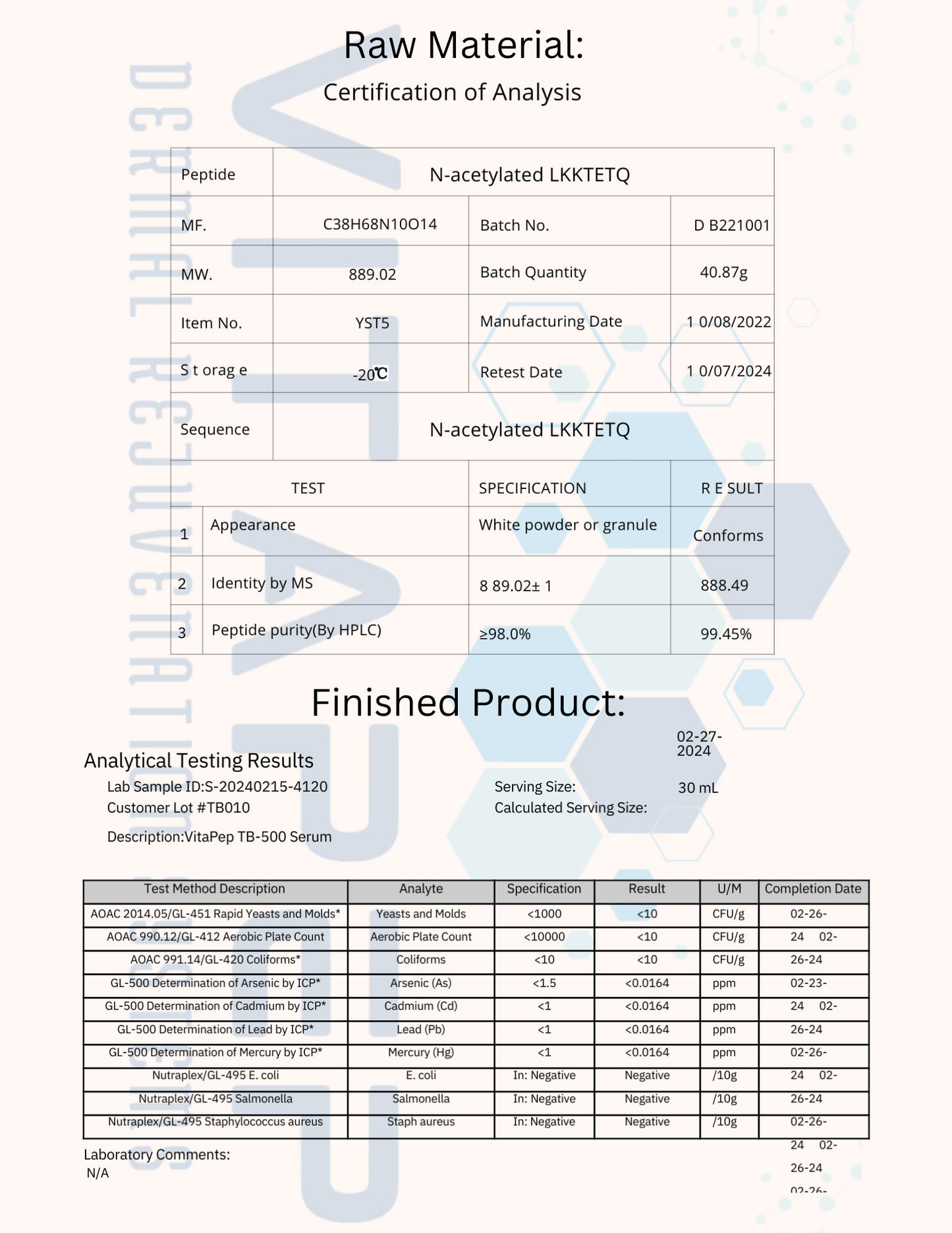 TB-500 Peptide Serum Topical (10mg) 30ml Bottle