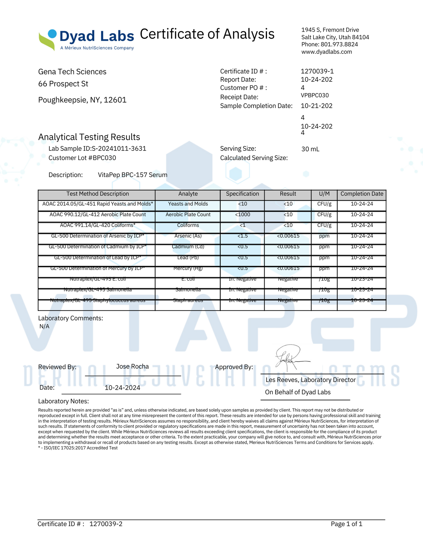 BPC-157 Lab Test