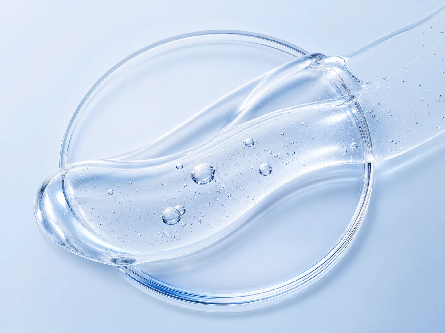 Abstract close-up of a clear serum texture