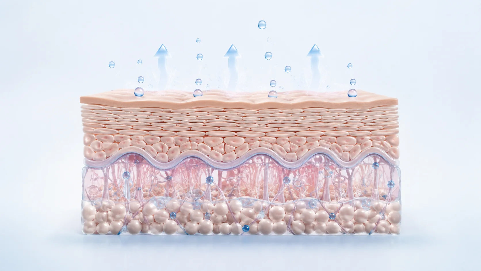 Editorial skin-layer model with water vapor moving upward from the surface
